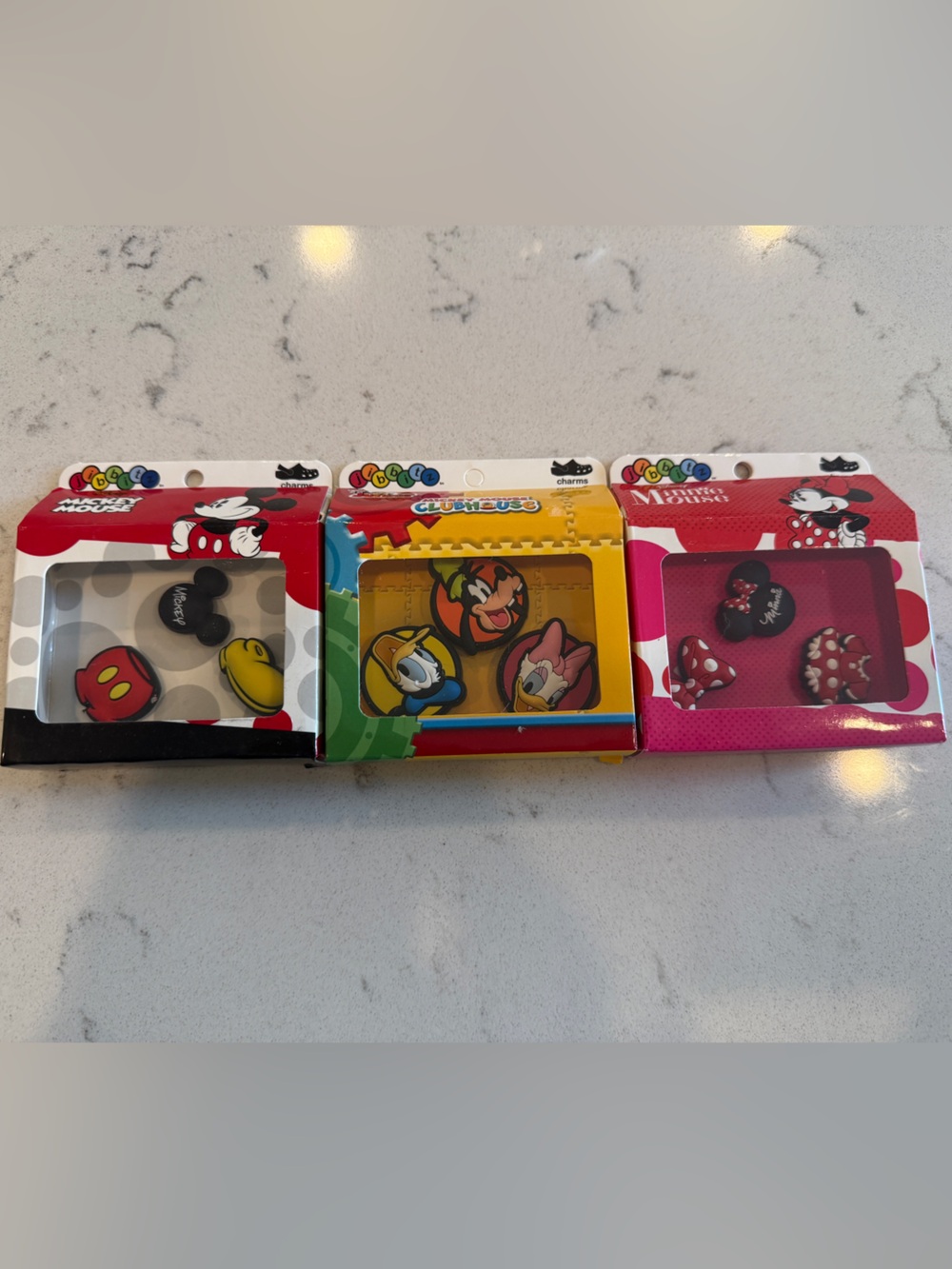 Jibbitz Disney Character Shoe Charms in Red, Yellow, Black & Pink